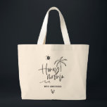 Honeymoonin palm tree wedding gift beach large tote bag<br><div class="desc">Modern,  hand lettered script calligraphy to let everyone know this isn't just a holiday. This is your honeymoon. Part of a collection. Change the colour to customise.</div>