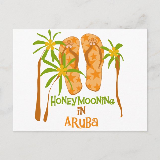 Honeymooning in Aruba Postcard (Front)