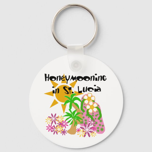 Honeymooning in St. Lucia Key Ring (Front)
