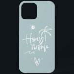 Honeymooning palm tree wedding gift beach iPhone 12 pro max case<br><div class="desc">Modern,  hand lettered script calligraphy to let everyone know this isn't just a holiday. This is your honeymoon. Part of a collection. Change the colour to customise.</div>