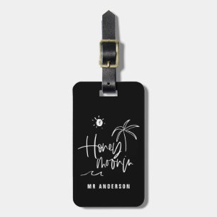 Honeymooning palm tree wedding gift beach modern luggage tag