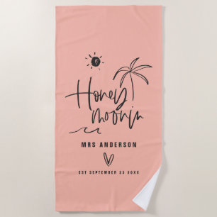 Honeymooning palm tree wedding gift beach towel