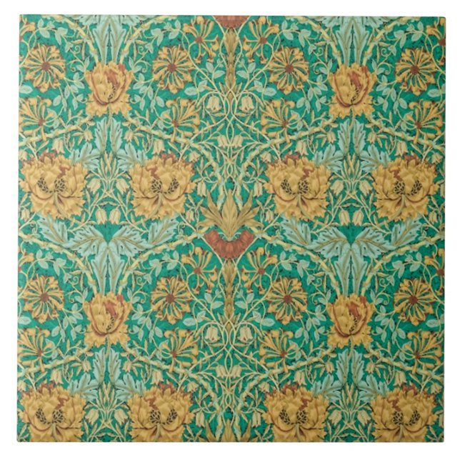 Honeysuckle and Tulip by William Morris 1876 Ceramic Tile (Front)