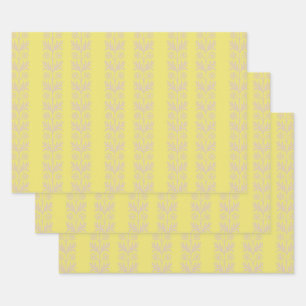 Honeysuckle Arts and Crafts Floral Stripe Wrapping Paper Sheet
