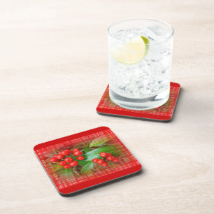 Honeysuckle Berries on Cotton Cloth Coaster