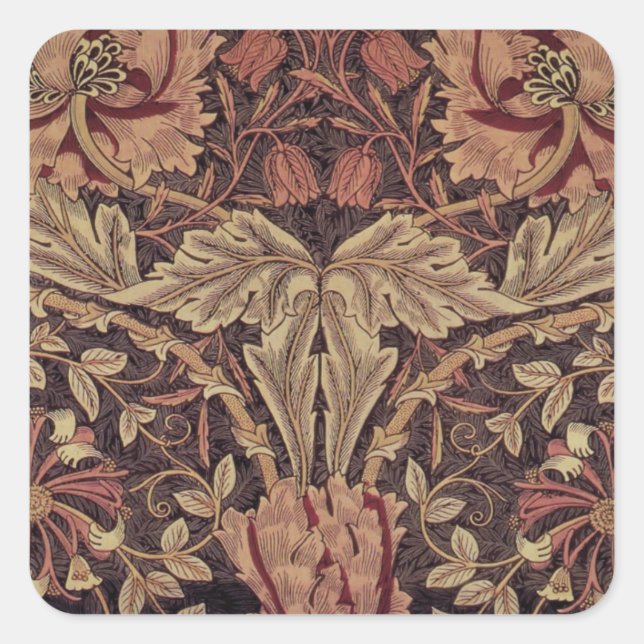 Honeysuckle by William Morris, Garden Flowers Art Square Sticker (Front)