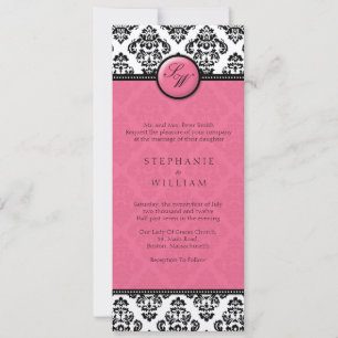 Honeysuckle Damask Monogram Wedding Invitation