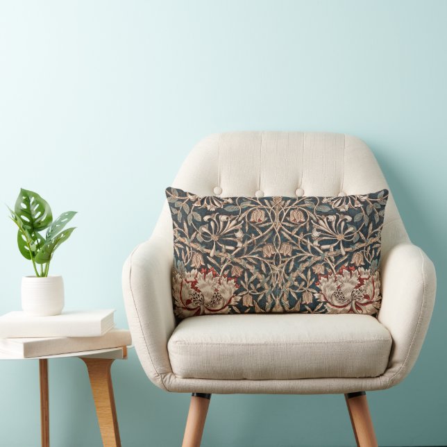 Honeysuckle Elegance: Vintage Floral Lumbar Pillow (Chair)
