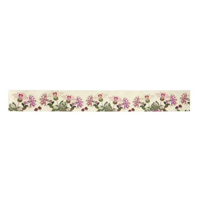 Honeysuckle Floral Flowers Garden Ribbon Satin Ribbon (Front)
