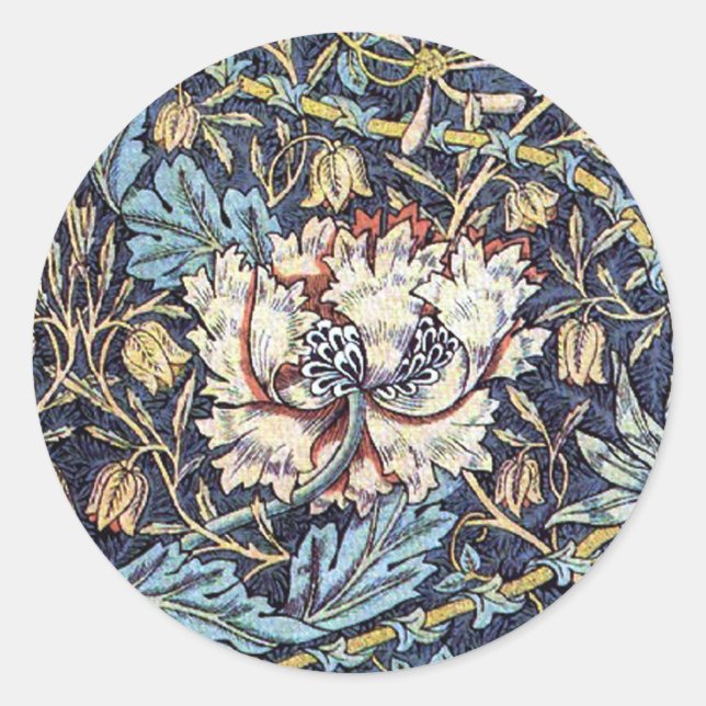 Honeysuckle Flower William Morris Classic Round Sticker (Front)