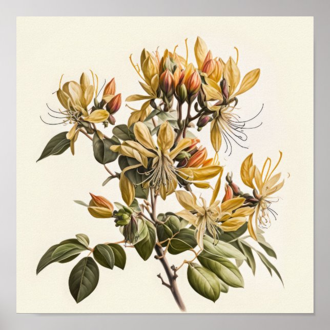 Honeysuckle Flowers Art Print Poster (Front)