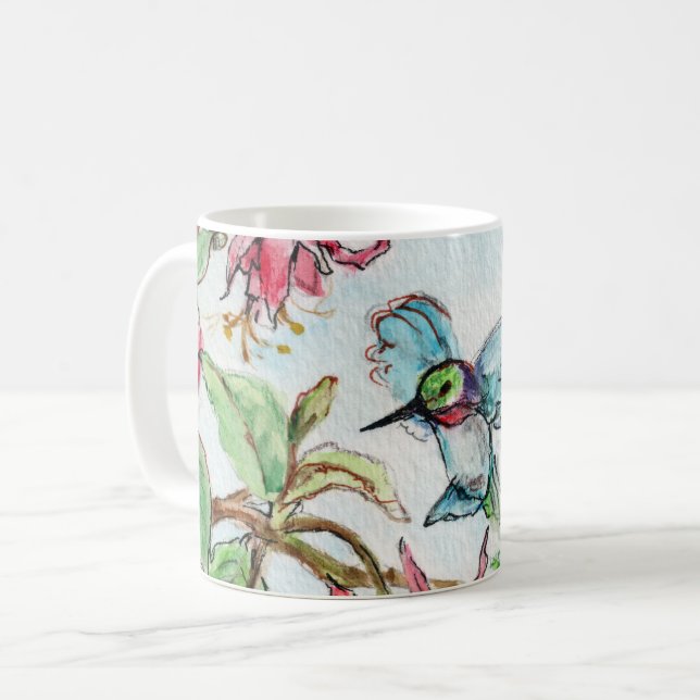 Honeysuckle Hummingbird Coffee Mug (Front Left)
