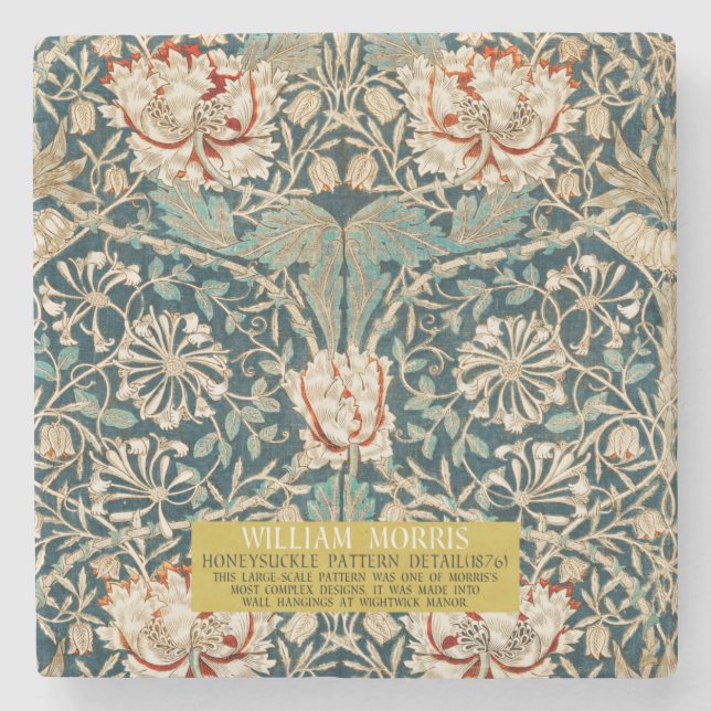 Honeysuckle Pattern - Design of William Morris Stone Coaster (Front)