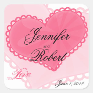 Honeysuckle Pink Fun Heart Wedding Envelope Seal