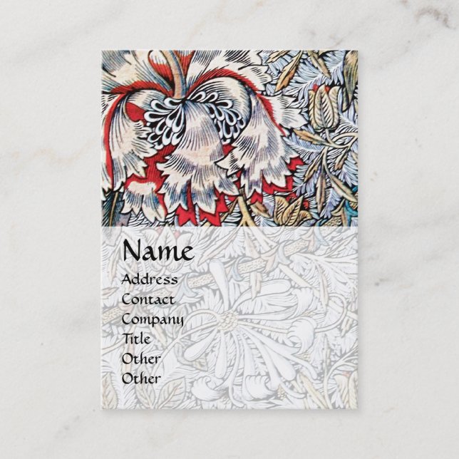 HONEYSUCKLE ,pink red white brown Business Card (Front)