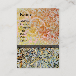 HONEYSUCKLE Pink Red Yellow Brown Floral Kraft Business Card