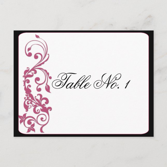 Honeysuckle Pink Rounded Corner Table Number Postcard (Front)