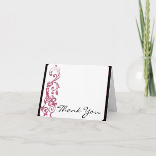 Honeysuckle Pink Rounded Corner Wedding Thank You Card