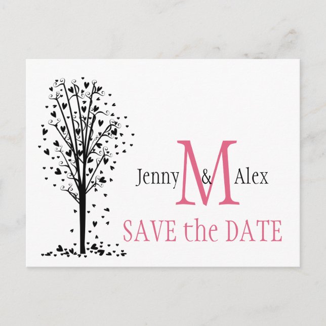 Honeysuckle Pink Save the Date Cards (Front)