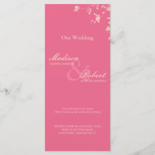 Honeysuckle Silver Peony Wedding Program Card