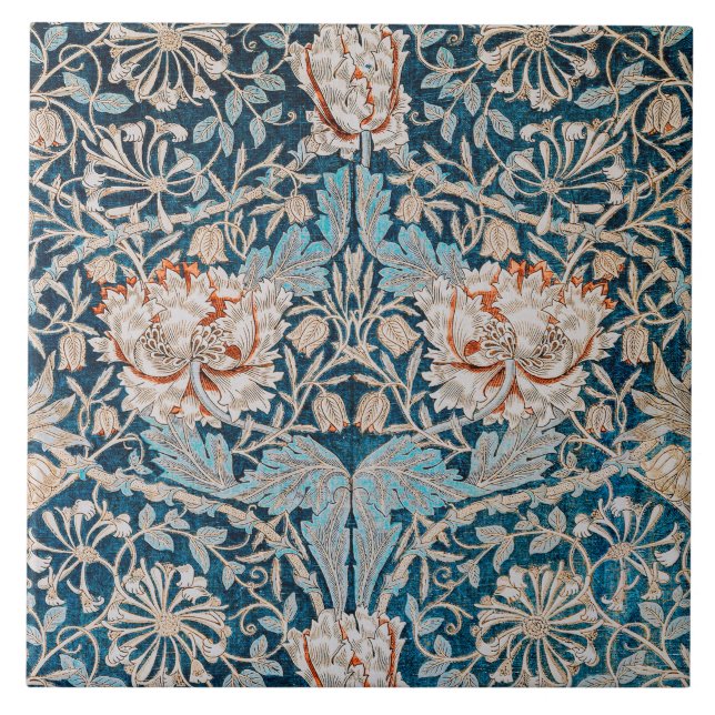 Honeysuckle, William Morris Ceramic Tile (Front)