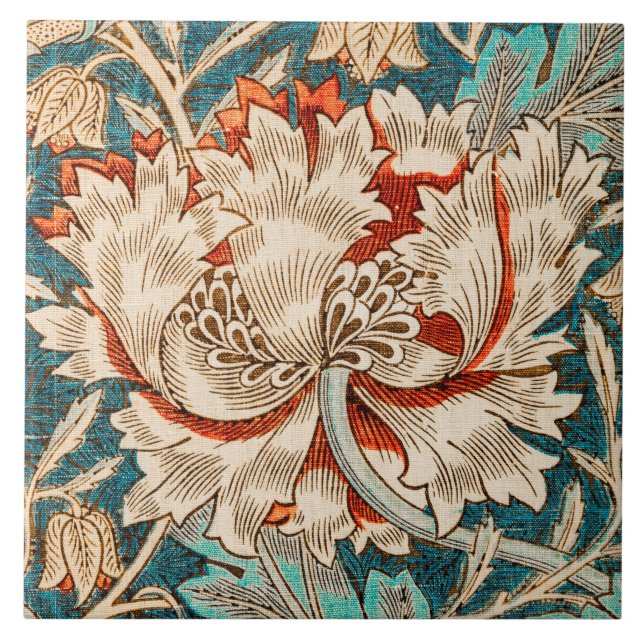 Honeysuckle, William Morris Ceramic Tile (Front)