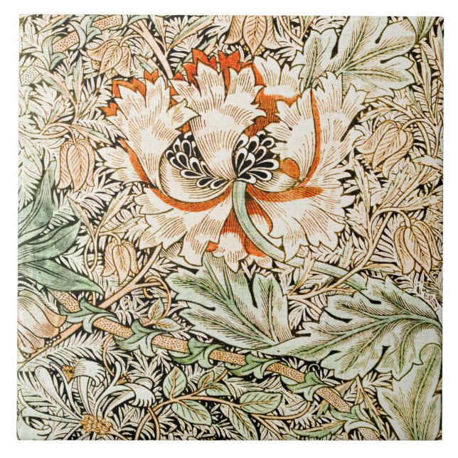 Honeysuckle, William Morris Ceramic Tile (Front)