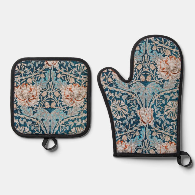 Honeysuckle, William Morris Oven Mitt & Pot Holder Set (Front)