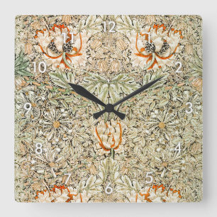 Honeysuckle, William Morris Square Wall Clock