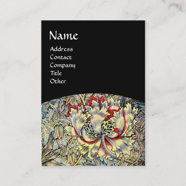 HONEYSUCKLE ,yellow,pink red white brown,black Business Card (Front)