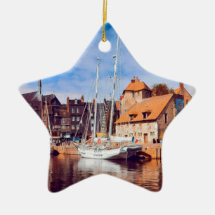 HONFLEUR - docking - old pier - panorama Ceramic Ornament