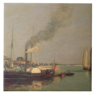 Honfleur. La Jetee, 1854-57 (oil on panel) Tile