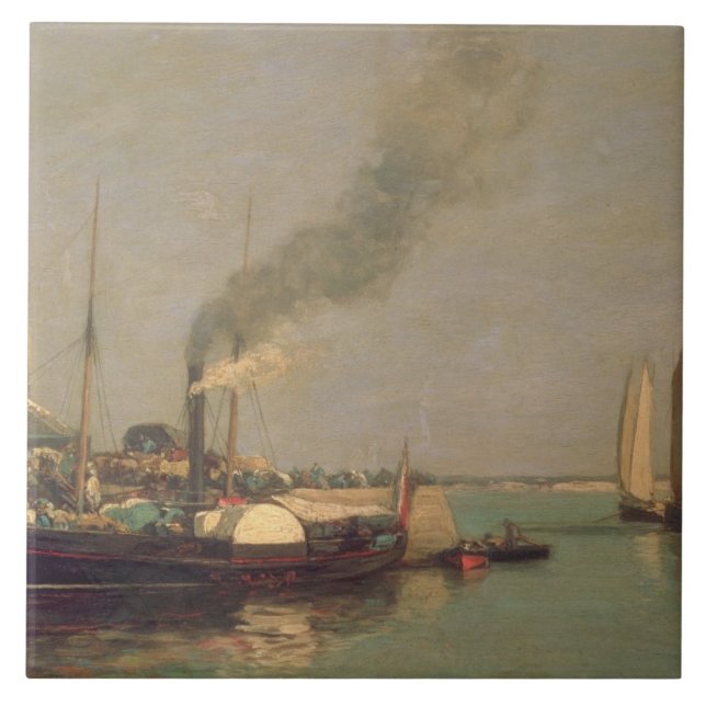 Honfleur. La Jetee, 1854-57 (oil on panel) Tile (Front)