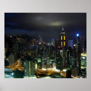 Hong Kong at Night Poster