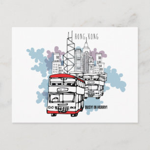 Hong Kong Busy Life Style scenery Postcard