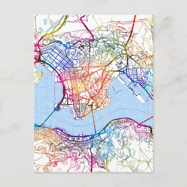 Hong Kong China City Map Postcard (Front)
