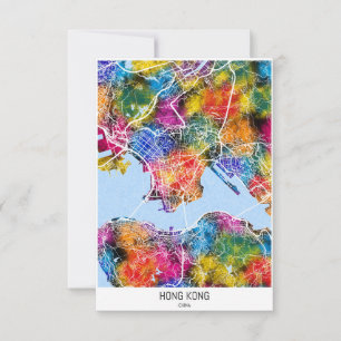 Hong Kong China City Map Thank You Card