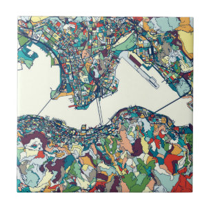 Hong Kong, China Map Ceramic Tile