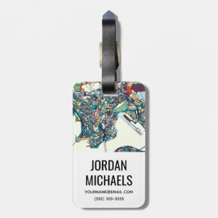 Hong Kong, China Map Luggage Tag