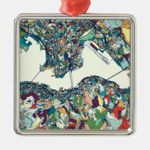 Hong Kong, China Map Metal Ornament