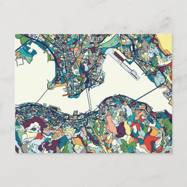 Hong Kong, China Map Postcard (Front)