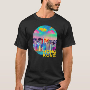 Hong Kong China Retro 90s Vaporwave Mod Colourful  T-Shirt