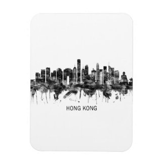 Hong Kong China Skyline BW Magnet
