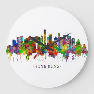 Hong Kong China Skyline Large Clock