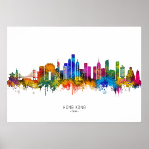 Hong Kong China Skyline Poster