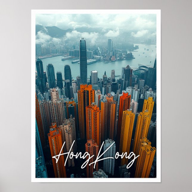 Hong Kong China Skyline Top View Poster (Front)