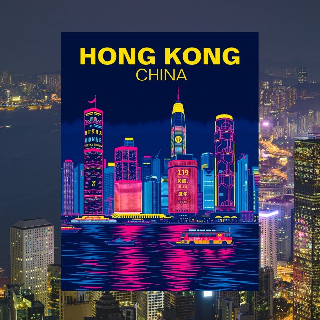 Hong Kong, China Skyline Travel  Postcard (Hong Kong, China)