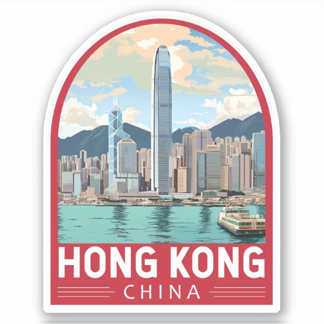 Hong Kong China Travel Art Vintage (Front)