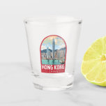 Hong Kong China Travel Art Vintage Shot Glass<br><div class="desc">Hong Kong retro vector travel design. A Blend of East and West: Hong Kong boasts a captivating blend of Chinese and Western influences.</div>
