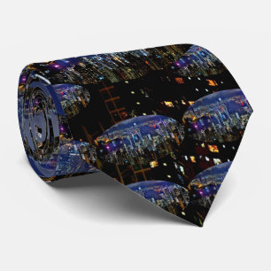 Hong Kong City Skyline Lights at Night Tie